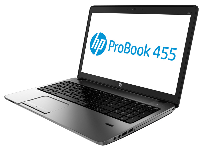 法人向け15.6型ノートPC「HP ProBook 455 G1」。従来機に比べて省スペース化と省電力化を図っている