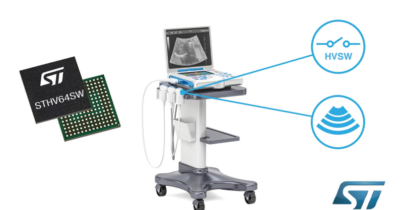 医療用超音波診断装置に向けた64チャネルの高電圧スイッチIC、ST