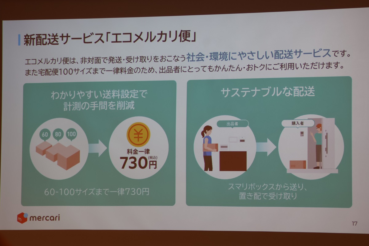 メルカリが「エコメルカリ便」を提供開始、一律送料でサイズ計測の手間