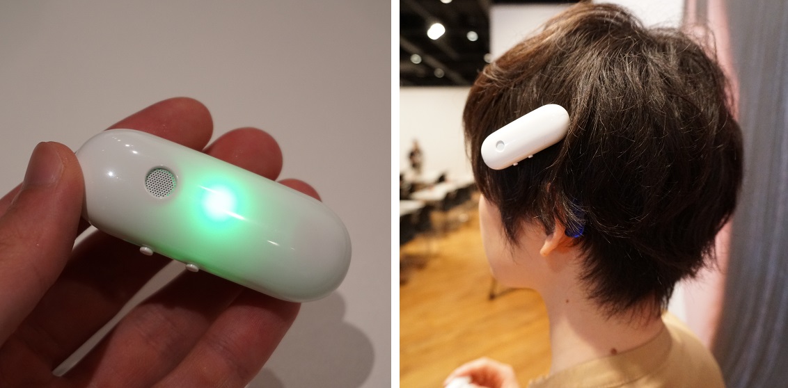 音を振動や光で伝える、富士通が新型ウエラブル端末「Ontenna」 | 日経