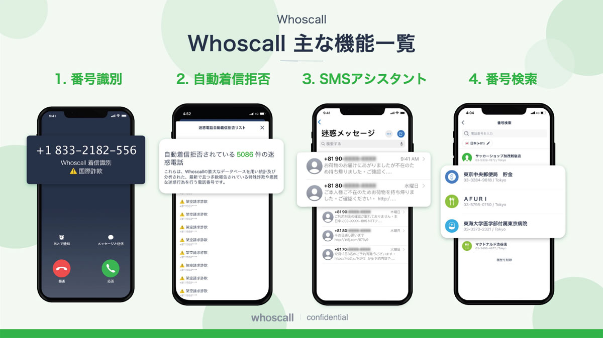 「Whoscall」のアプリで提供される機能の多くは有料のプレミアム版を契約しなければ利用できず、無料では回数限定の電話番号検索のみ利用可能だ