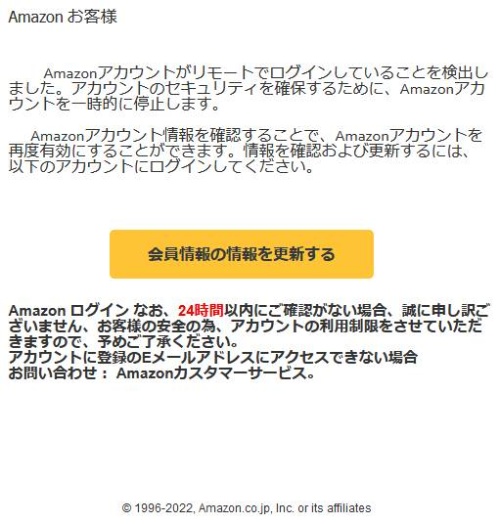 「Amazon」から届いたフィッシングメール