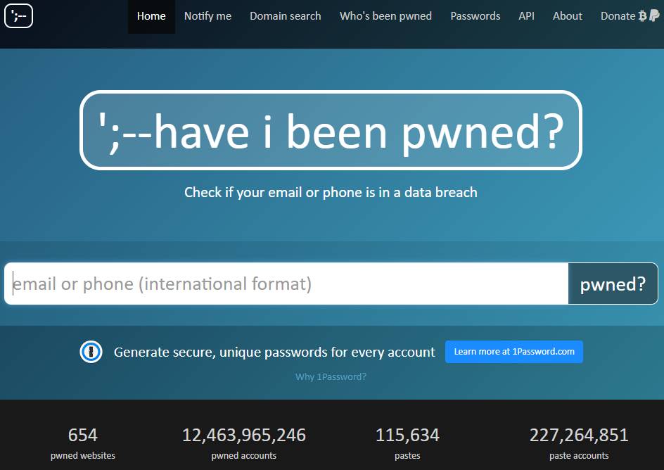 パスワードの流出があったかどうかを確認できる「Have I Been Pwned？（HIBP）」