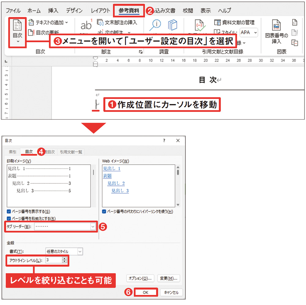 目次を作成する