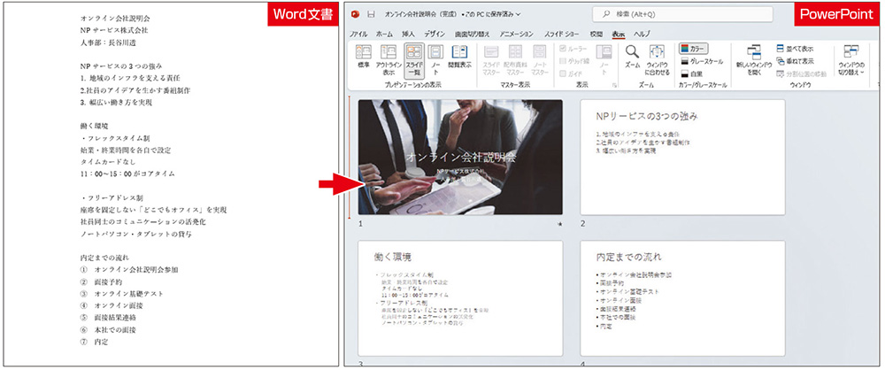 プレゼン全体の要、アウトラインをWord文書を使って作る - 楽して作るパワポスライド：日経クロステック Active