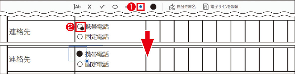 チェックマークやラジオボタンを選択