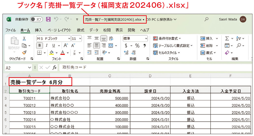 図4●仮のブック名と、開かれたブックの対象月を確認した