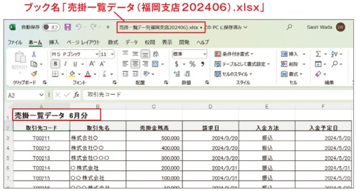 図4●仮のブック名と、開かれたブックの対象月を確認した
