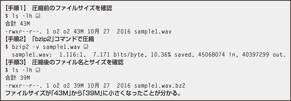 図5　「bzip2」コマンドで圧縮した実行例