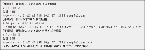 図5 「bzip2」コマンドで圧縮した実行例