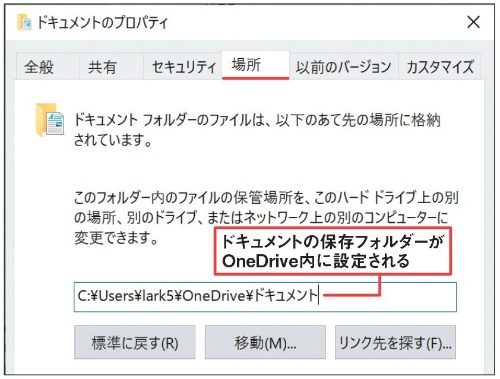 OneDriveのバックアップが有効だとこうなる