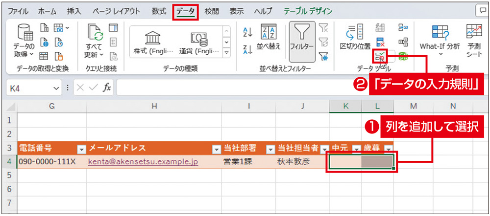 リストから選んで入力できるようにする