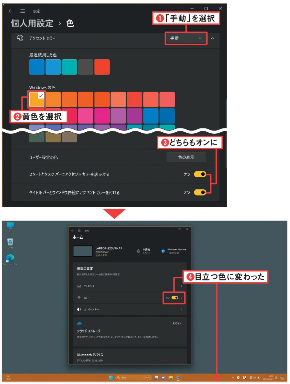 アクセントカラーで重要箇所を強調