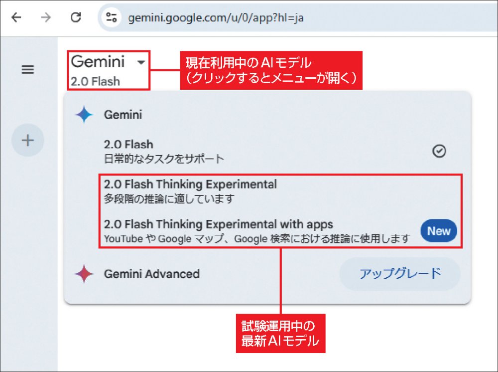 図A　画面左上に、利用中のAIモデルが示されている。クリックすると、試験運用中の最新AIモデルに切り替えることも可能だ
