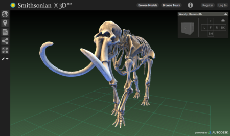 図1●スミソニアン博物館が提供する3Dモデルブラウザー「Smithsonian X 3D」。3Dのモデルを自由に回転・拡大縮小できる