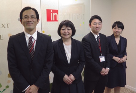 インソースの（左から）癸生川心執行役員、市川紀子部長、北片元基チーフ、石川文香上席クリエイター