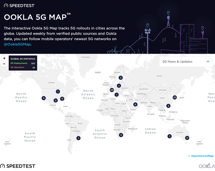 5g世界地図 サービスをooklaが開始 今どこで を一目で 日経クロステック Active