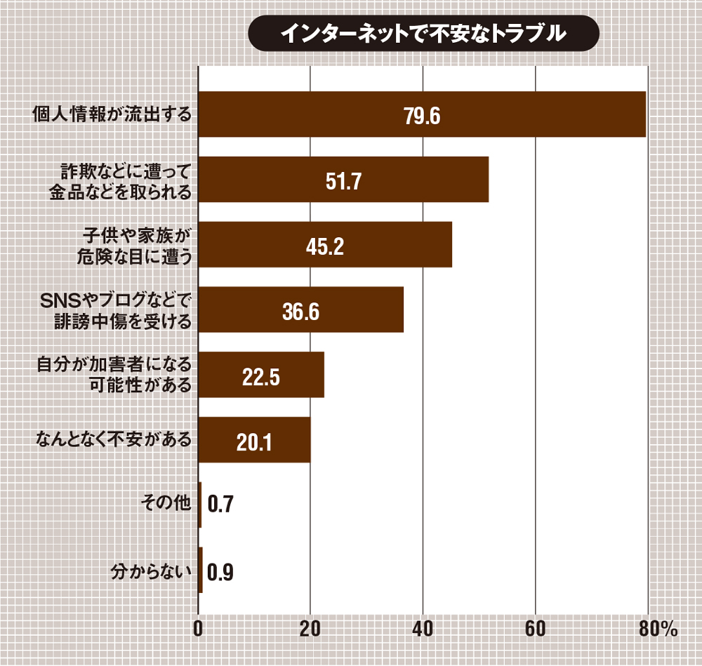 7割がネットのトラブル不安視、最も恐れるのは個人情報流出 | 日経 