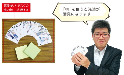 岡本浩一氏はふせん紙やプランニングポーカーでメンバーに会議での発言を促す