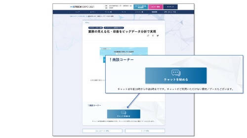 商談コーナーからチャット機能を呼び出す